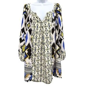 Fig and Flower Chiffon Blouse Peasant Boho Chic Resort Wear Multicolor Size 3X